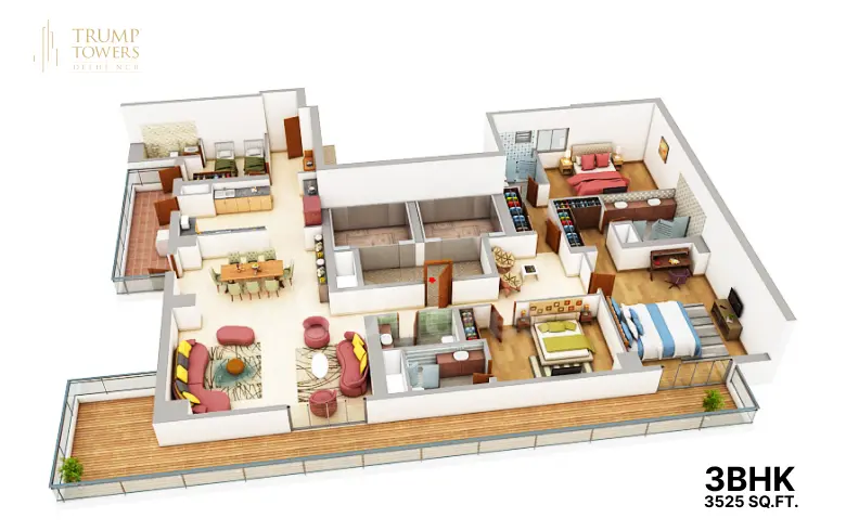 Trump tower gurgaon 3 BHK Floor Plan
