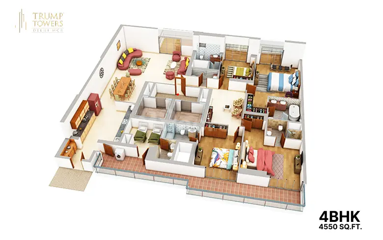 Trump tower gurgaon 4 BHK+ Servant Floor Plan